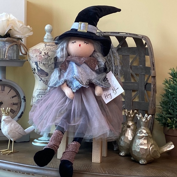 Other - 🆕 Vintage Inspired Shabby Chic Halloween Ballerina Witch Rag Doll Shelf Sitter